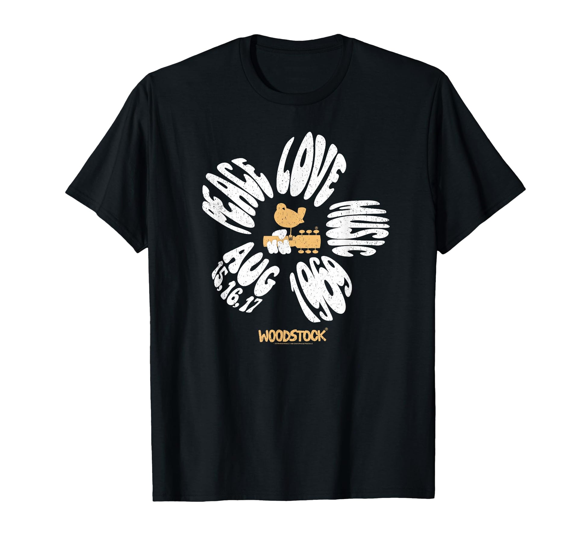 Woodstock Peace Love Music Flower 1969 T-Shirt - Minimalist Print Unisex - T-Shirt, Sweatshirt, Hoodie