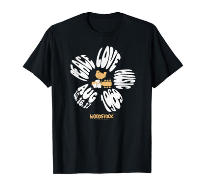 Woodstock Peace Love Music Flower 1969 T-Shirt - Minimalist Print Unisex - T-Shirt, Sweatshirt, Hoodie