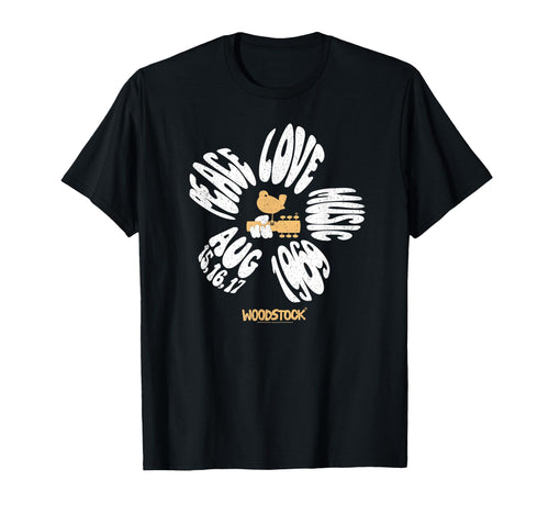 Woodstock Peace Love Music Flower 1969 T-Shirt - Minimalist Print Unisex - T-Shirt, Sweatshirt, Hoodie
