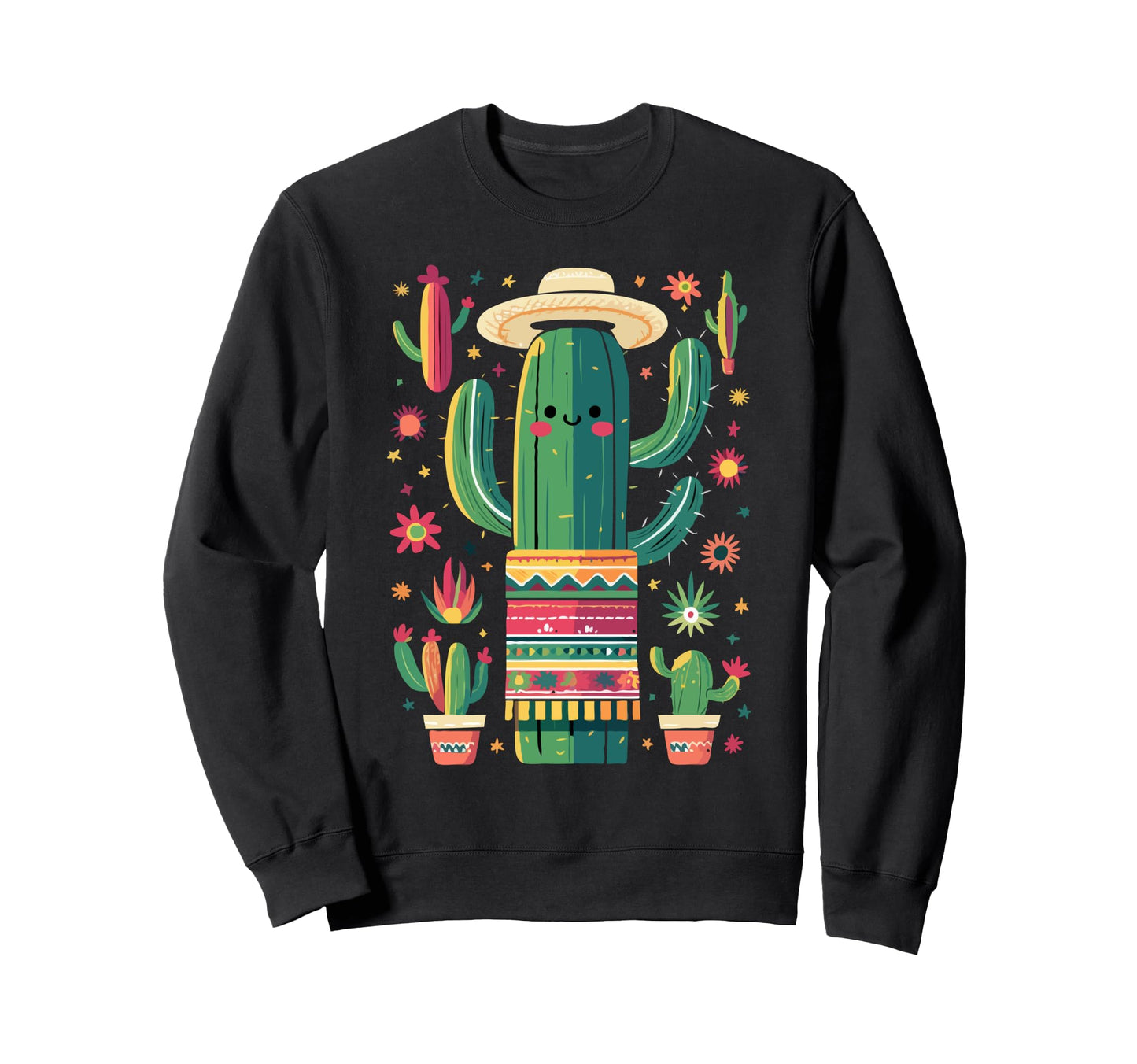 Cactus Serape Succulent Plant Sweatshirt - Aesthetic Graphic for Adults - T-Shirt, Sweatshirt, Hoodie