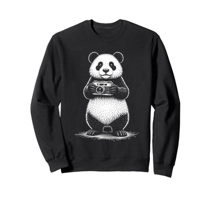 Panda Photographer Camera Sweatshirt - Fun Novelty Design for Adults - T-Shirt, Sweatshirt, Hoodie