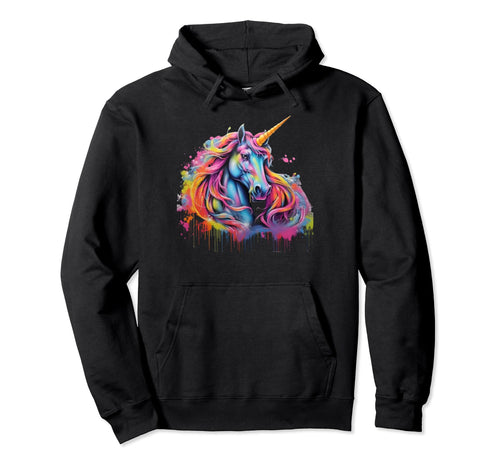 80S Airbrush Rainbow Graffiti Unicorn Hoodie - Custom Art Print Unisex - T-Shirt, Sweatshirt, Hoodie