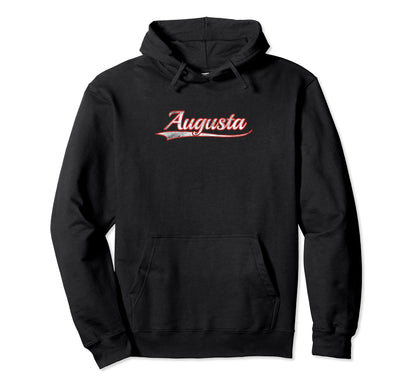 Augusta Varsity Distressed Throwback Hoodie - Novelty Apparel Unisex - T-Shirt, Sweatshirt, Hoodie