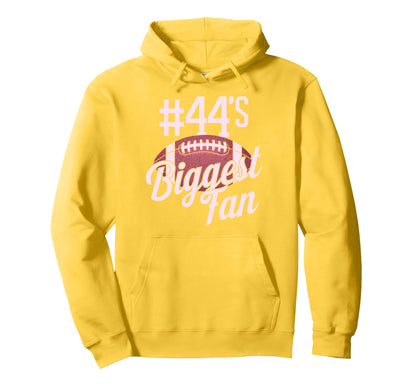 Number 44 Biggest Fan Football Mom Hoodie - Custom Art Print for Adults - T-Shirt, Sweatshirt, Hoodie