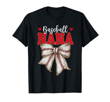 Baseball Nana Bow Leopard Baseball T-Shirt - Minimalist Print Men Women - T-Shirt, Sweatshirt, Hoodie