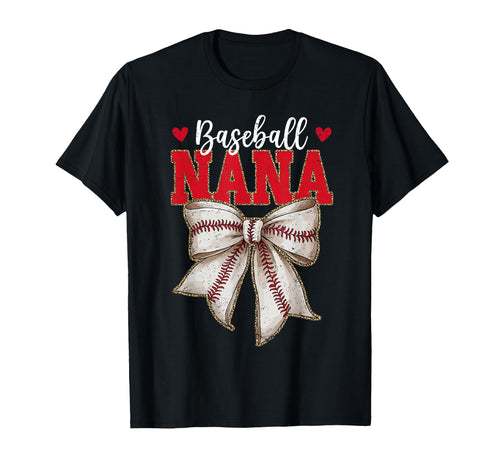 Baseball Nana Bow Leopard Baseball T-Shirt - Minimalist Print Men Women - T-Shirt, Sweatshirt, Hoodie