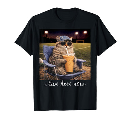 Funny Cat Coffee I Live Here Now T-Shirt - Novelty Apparel Men Women - T-Shirt, Sweatshirt, Hoodie
