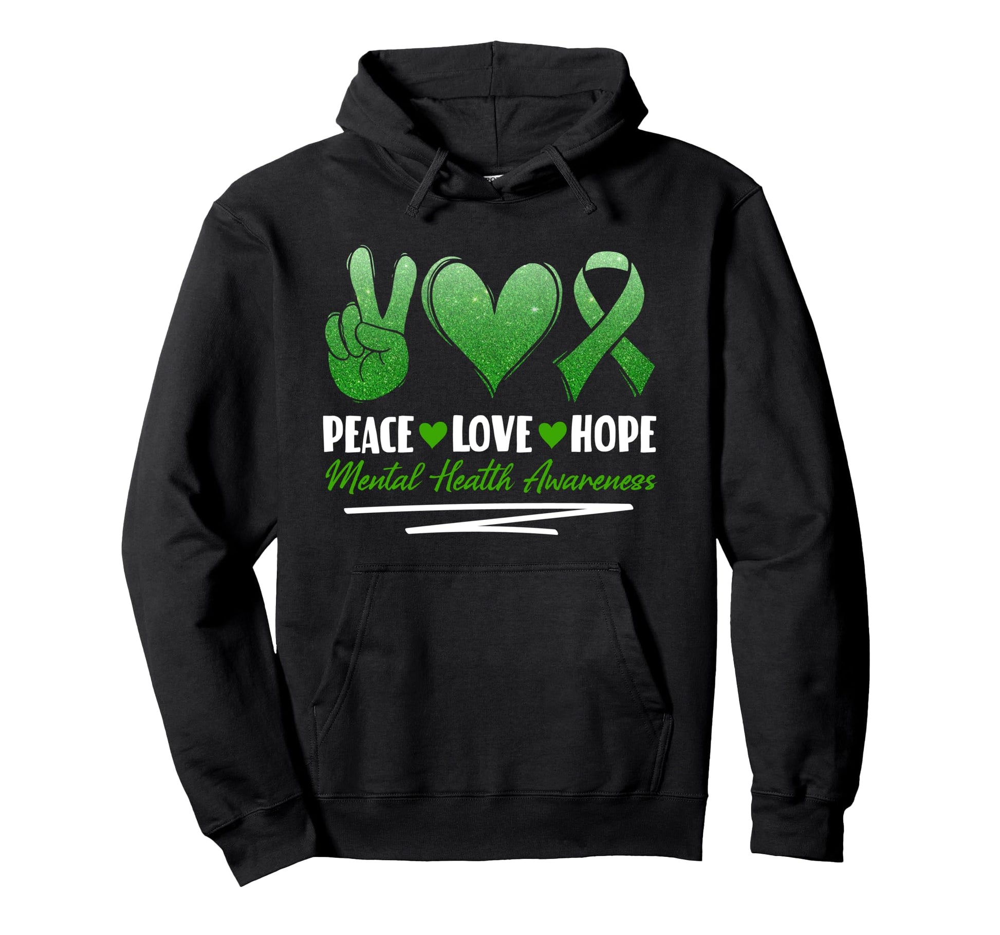 Mental Health Awareness Peace Love Hope Hoodie - Trendy Graphic Men Women - T-Shirt, Sweatshirt, Hoodie