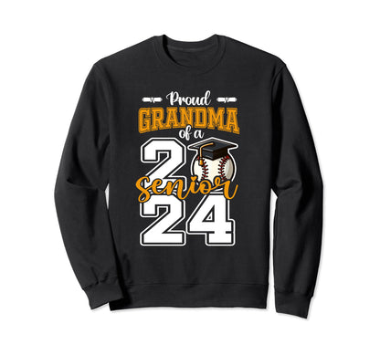 Proud Grandma 2024 Baseball Senior Sweatshirt - Graphic Print Men Women - T-Shirt, Sweatshirt, Hoodie