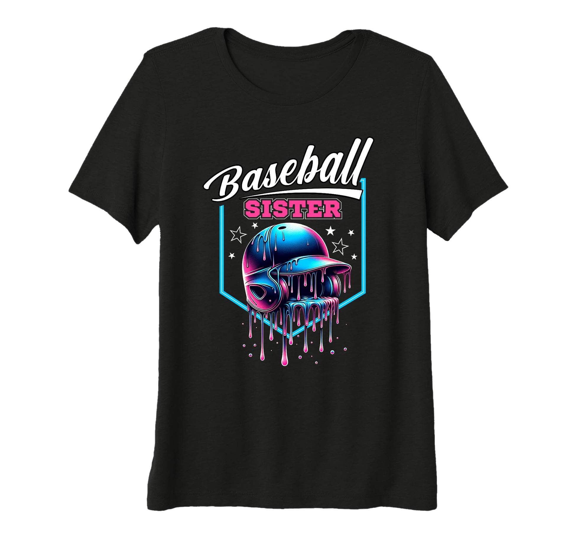 Baseball Sister Baseball Drip Ice Cream T-Shirt - Custom Art Print Unisex - T-Shirt, Sweatshirt, Hoodie
