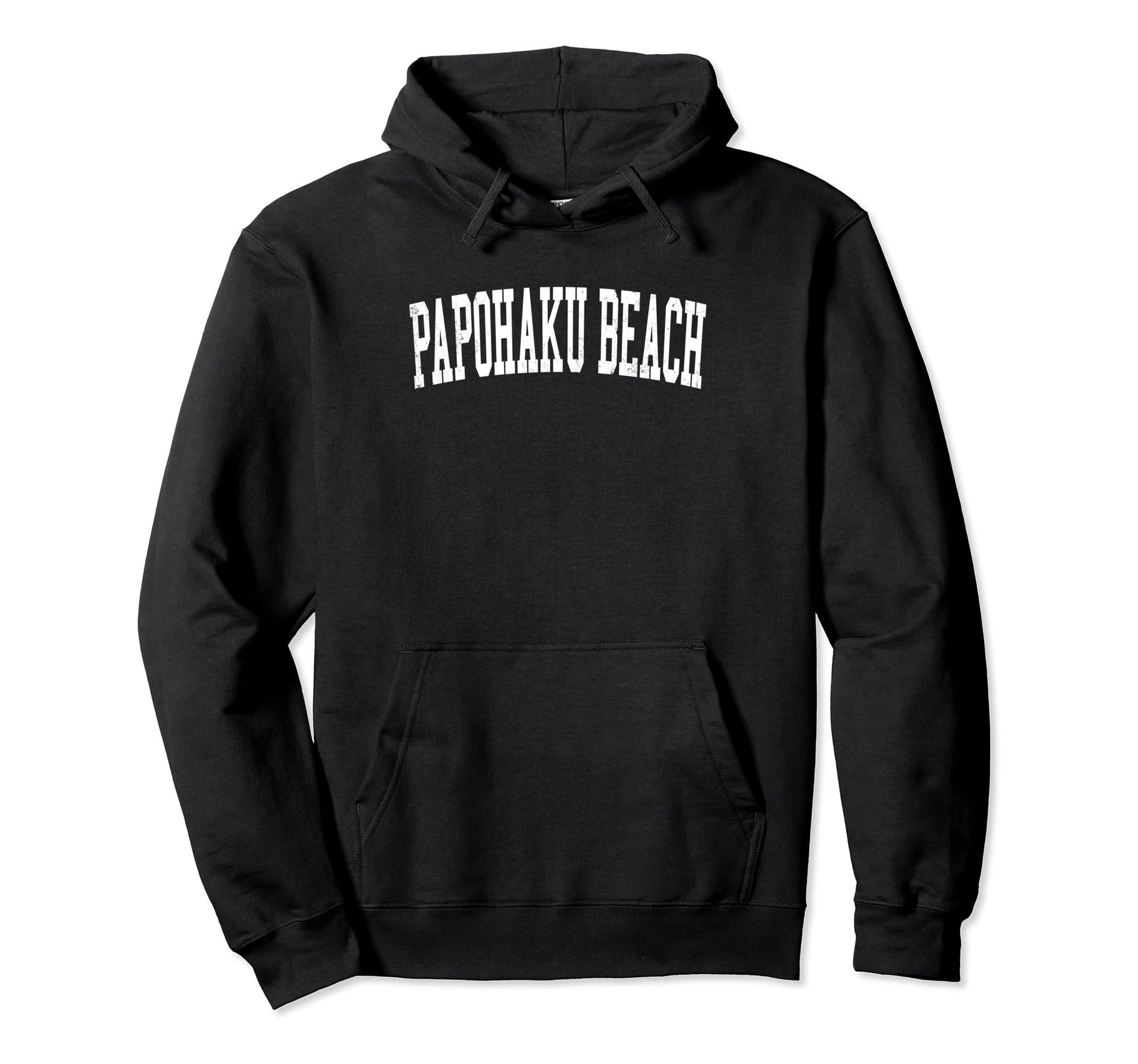 Papohaku Beach Distressed White Varsity Hoodie - Novelty Apparel for Adults - T-Shirt, Sweatshirt, Hoodie
