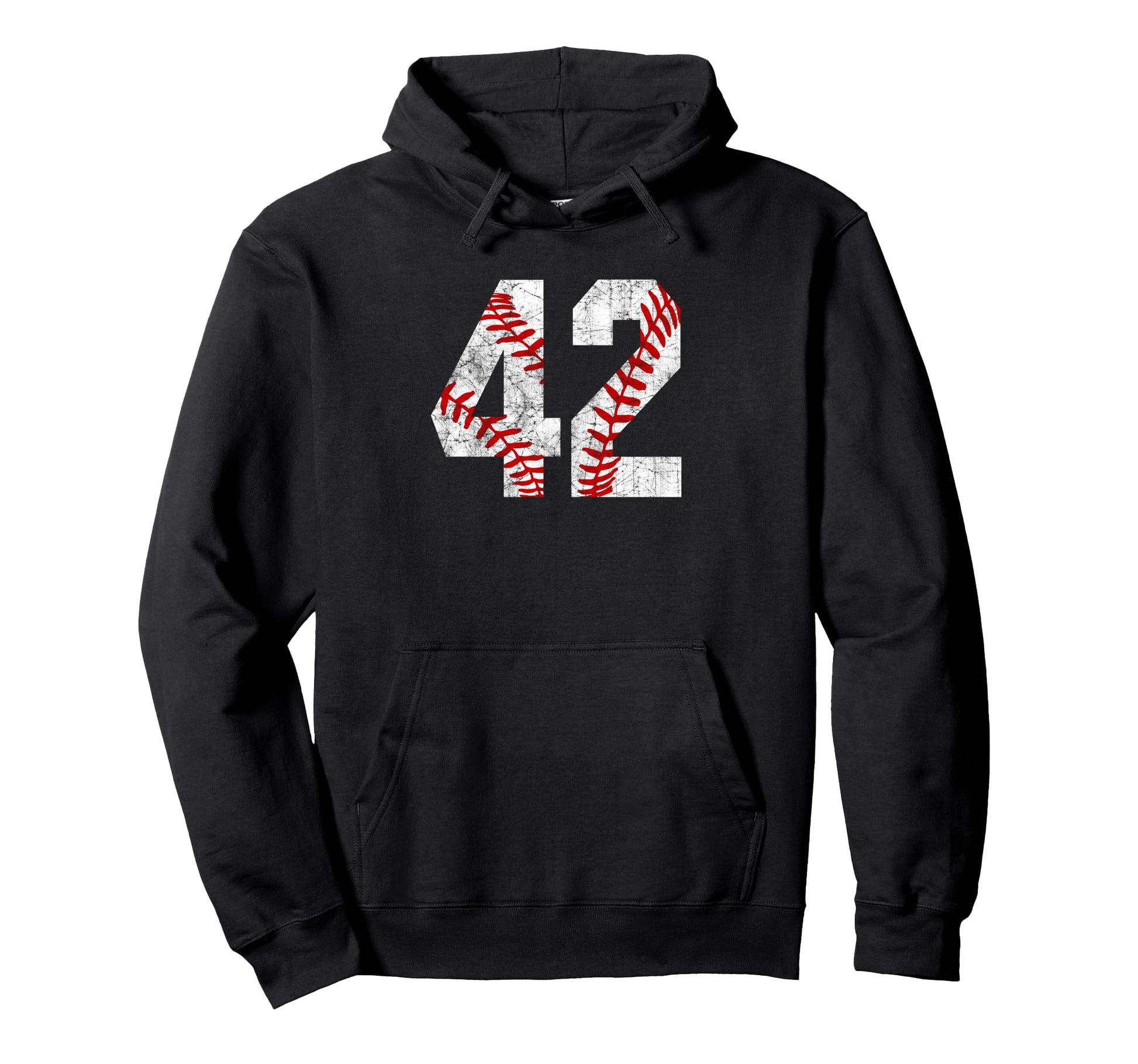 Distressed Baseball Number 42 Jersey Hoodie - Custom Art Print Men Women - T-Shirt, Sweatshirt, Hoodie