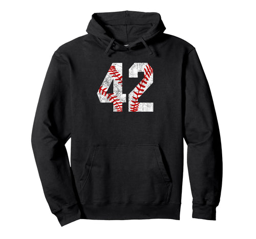 Distressed Baseball Number 42 Jersey Hoodie - Custom Art Print Men Women - T-Shirt, Sweatshirt, Hoodie