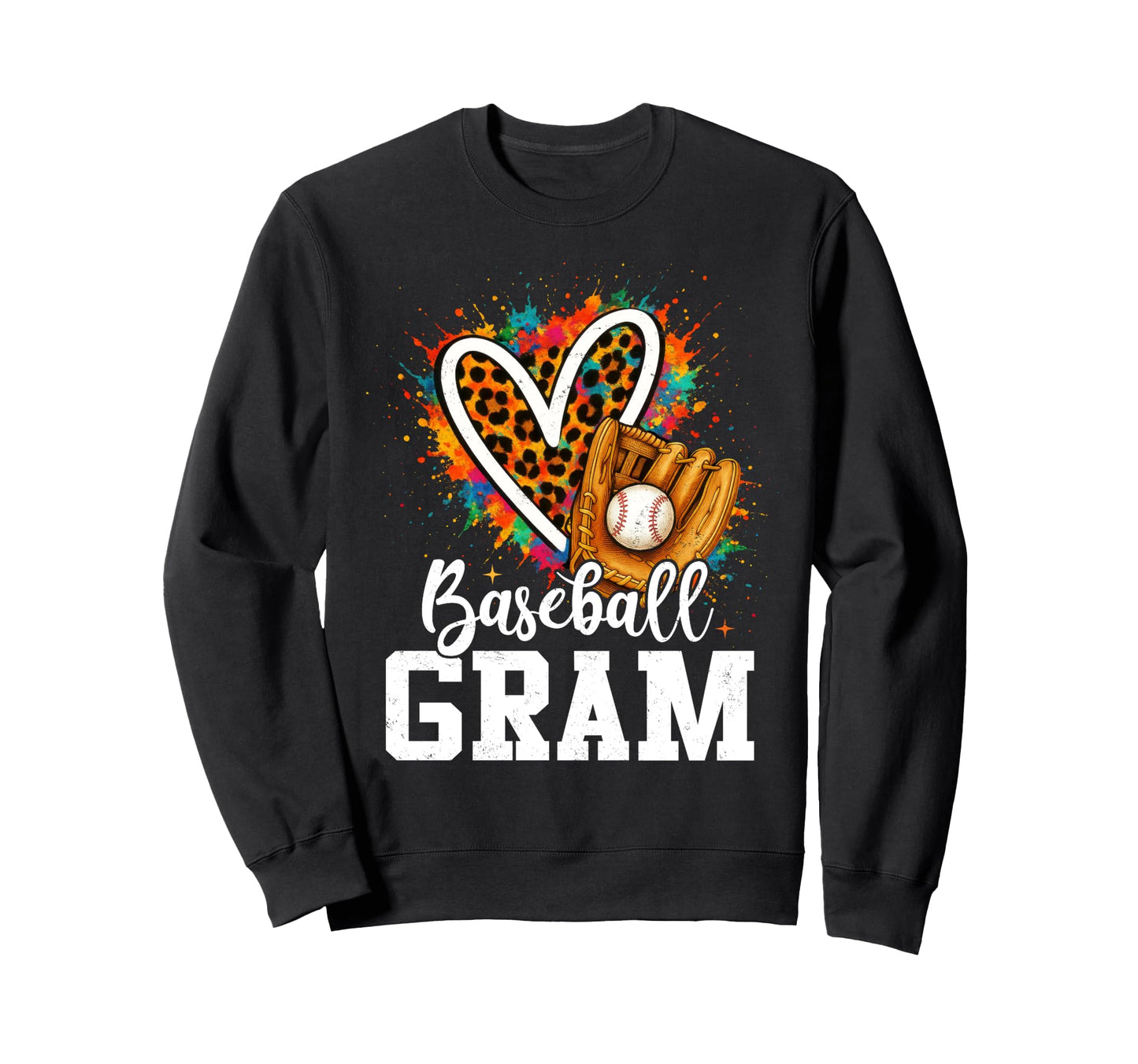 Baseball Gram Grandma Leopard Heart Sweatshirt - Graphic Print for Adults - T-Shirt, Sweatshirt, Hoodie
