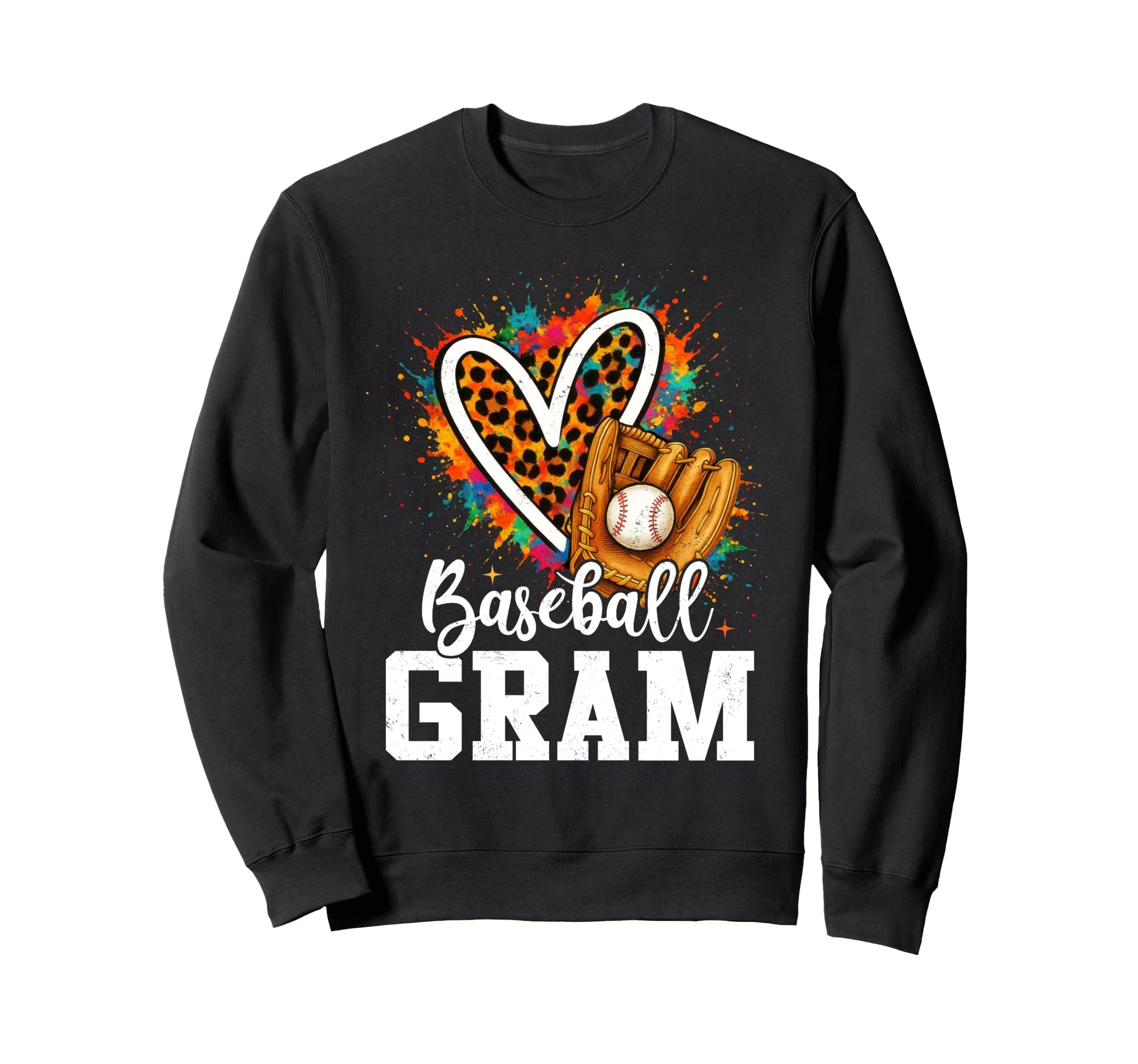 Baseball Gram Grandma Leopard Heart Sweatshirt - Graphic Print for Adults - T-Shirt, Sweatshirt, Hoodie