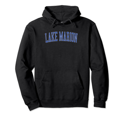 Lake Marion Distressed Blue Varsity Hoodie - Casual Everyday Wear Men Women - T-Shirt, Sweatshirt, Hoodie