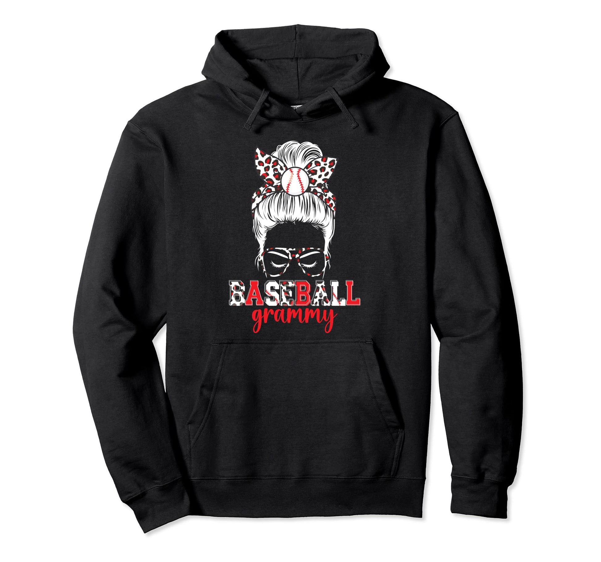 Baseball Grammy Messy Bun Grammy Hoodie - Casual Everyday Wear for Adults - T-Shirt, Sweatshirt, Hoodie