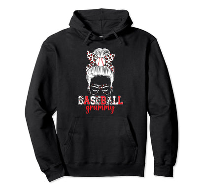 Baseball Grammy Messy Bun Grammy Hoodie - Casual Everyday Wear for Adults - T-Shirt, Sweatshirt, Hoodie