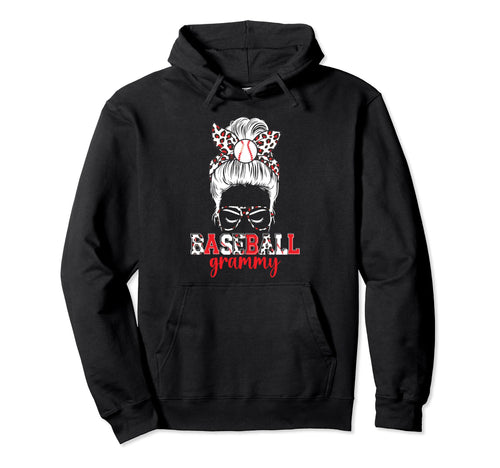 Baseball Grammy Messy Bun Grammy Hoodie - Casual Everyday Wear for Adults - T-Shirt, Sweatshirt, Hoodie