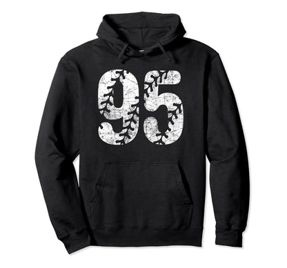 Baseball Softball Mom 95 Number 95 Hoodie - Casual Everyday Wear Men Women - T-Shirt, Sweatshirt, Hoodie