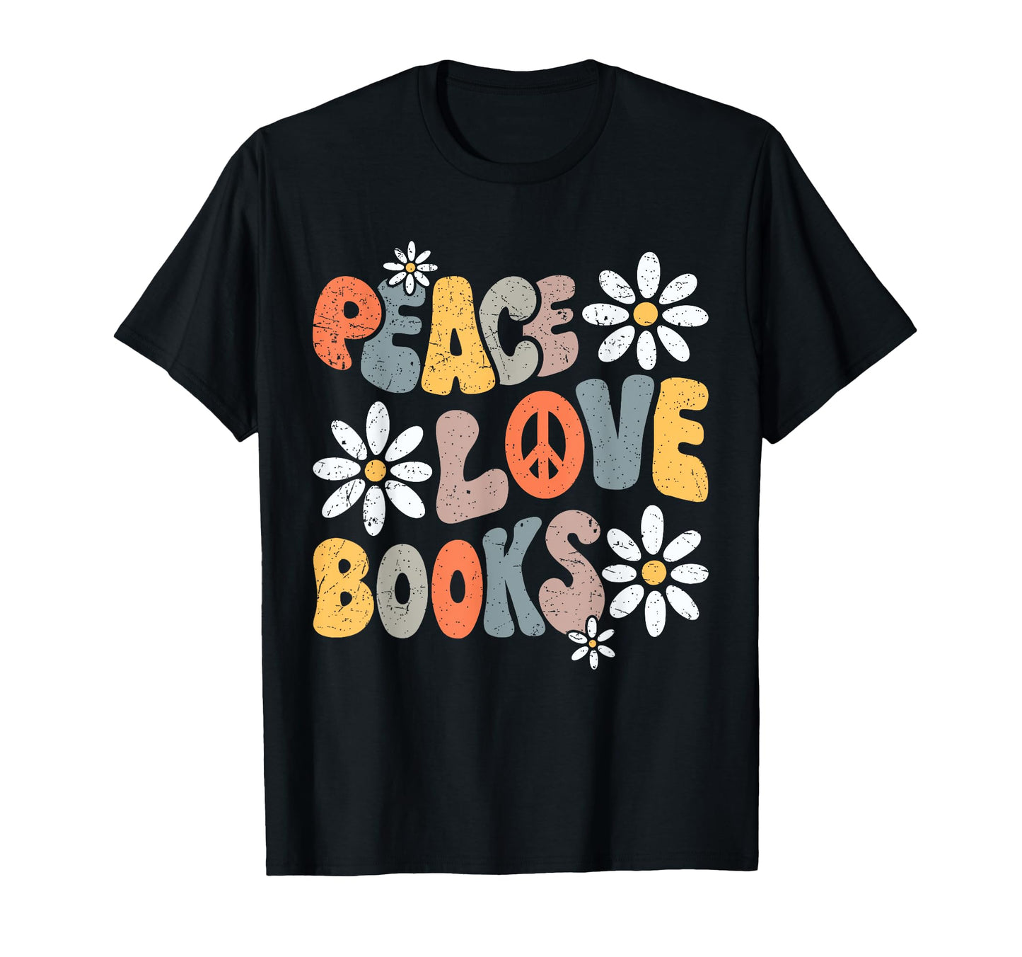 Peace Love Books Groovy Bookworm Book T-Shirt - Novelty Apparel Unisex - T-Shirt, Sweatshirt, Hoodie