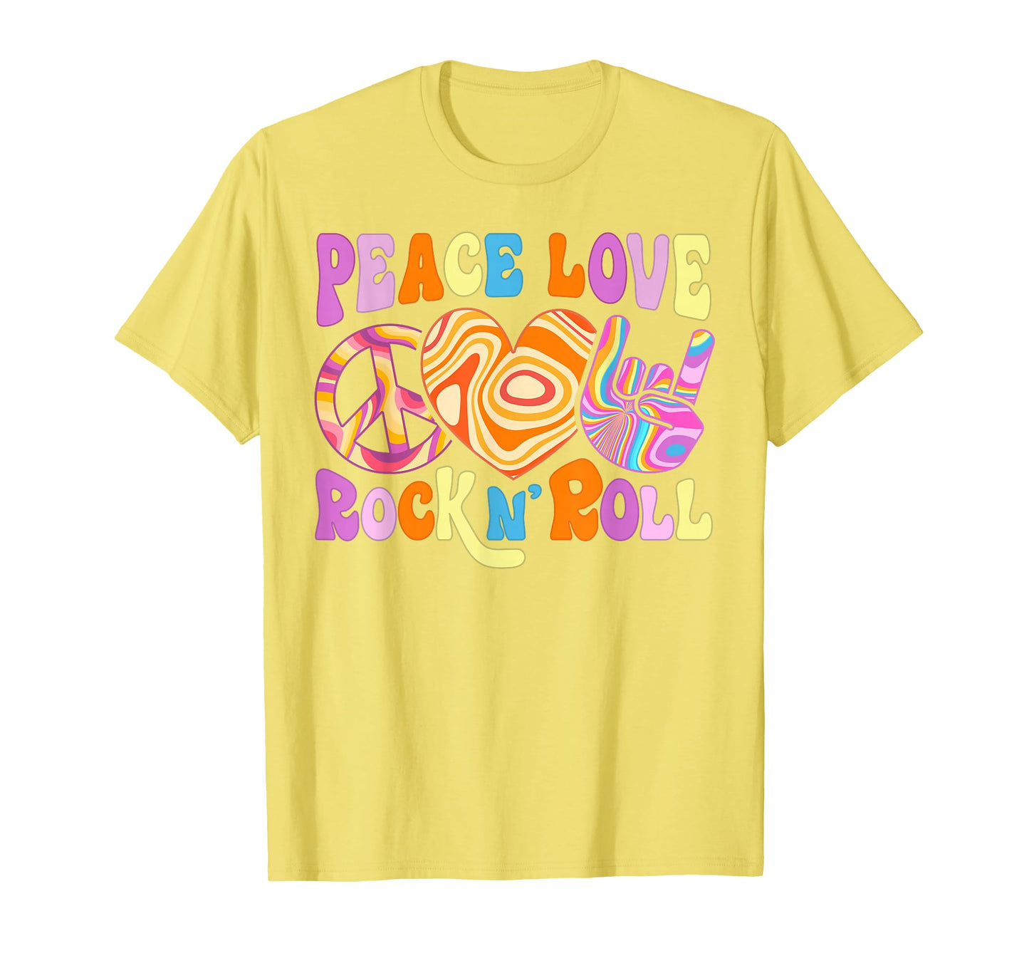 Hippie Peace Love Rock Roll 60S 70S T-Shirt - Minimalist Print Unisex - T-Shirt, Sweatshirt, Hoodie