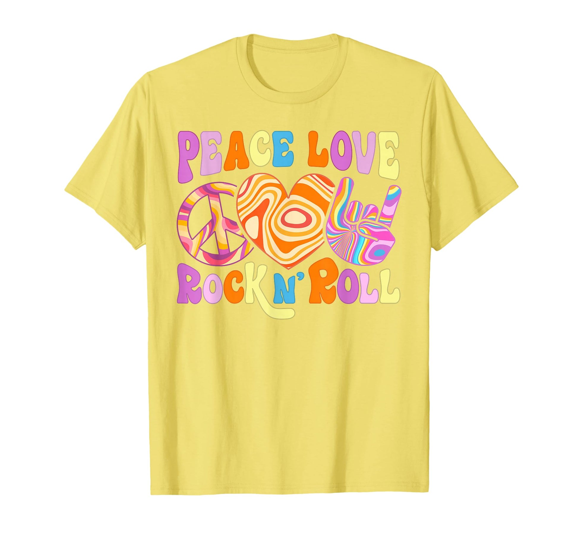 Hippie Peace Love Rock Roll 60S 70S T-Shirt - Minimalist Print Unisex - T-Shirt, Sweatshirt, Hoodie