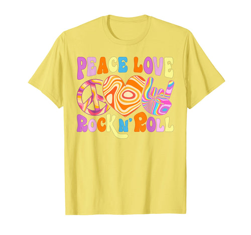 Hippie Peace Love Rock Roll 60S 70S T-Shirt - Minimalist Print Unisex - T-Shirt, Sweatshirt, Hoodie