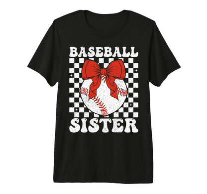 Baseball Sister Coquette Bow Sport Lovers T-Shirt - Graphic Print Unisex - T-Shirt, Sweatshirt, Hoodie