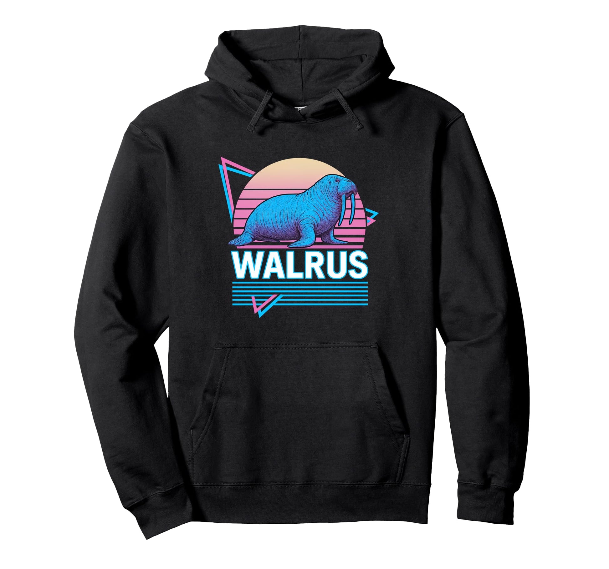Walrus Synthwave Aesthetic Animal Hoodie - Fun Novelty Design for Adults - T-Shirt, Sweatshirt, Hoodie