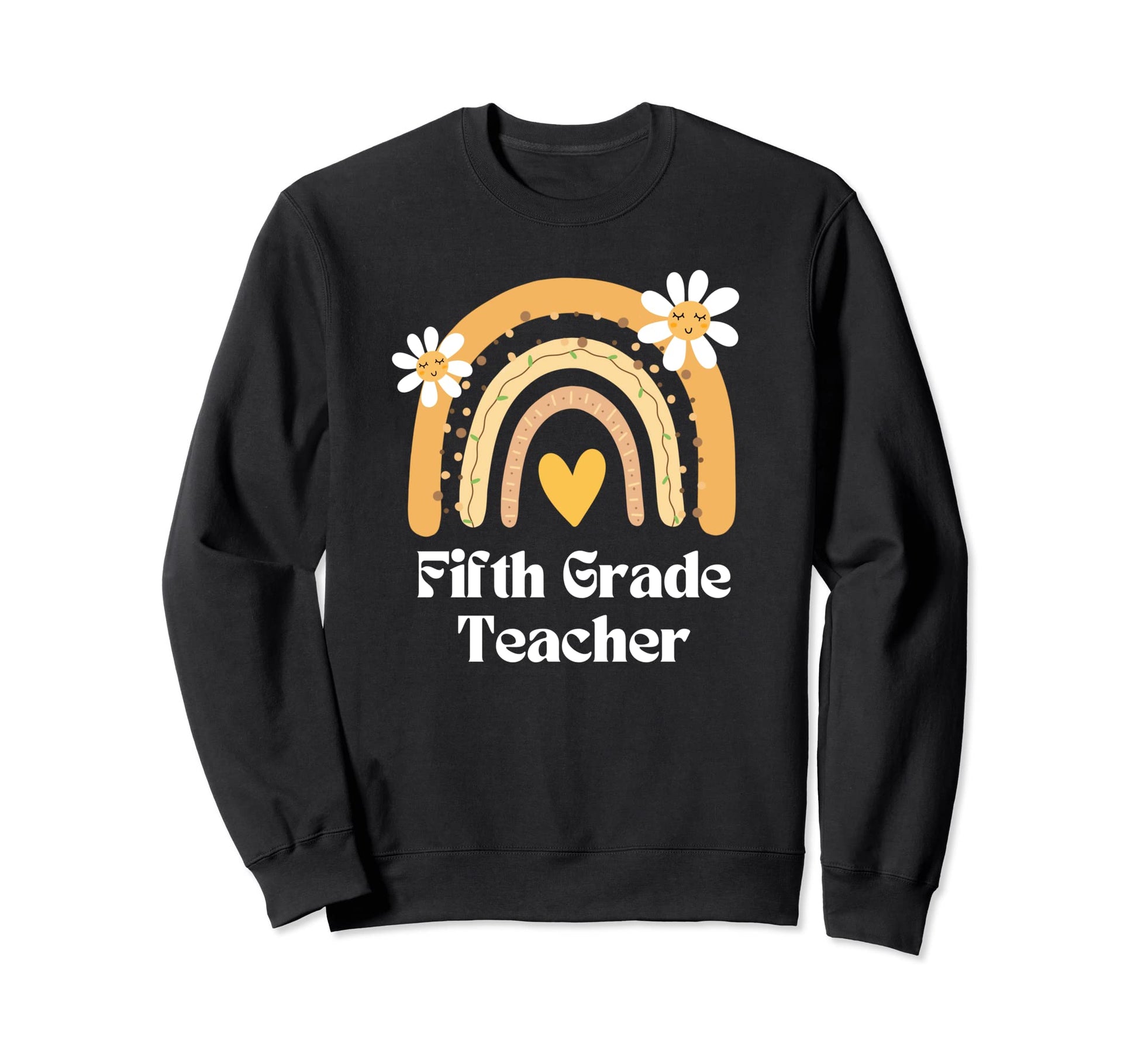 Fifth Grade Teacher Groovy Daisy Sweatshirt - Custom Art Print for Adults - T-Shirt, Sweatshirt, Hoodie