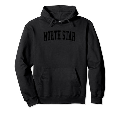 North Star De Distressed Black Varsity Hoodie - Aesthetic Graphic Men Women - T-Shirt, Sweatshirt, Hoodie