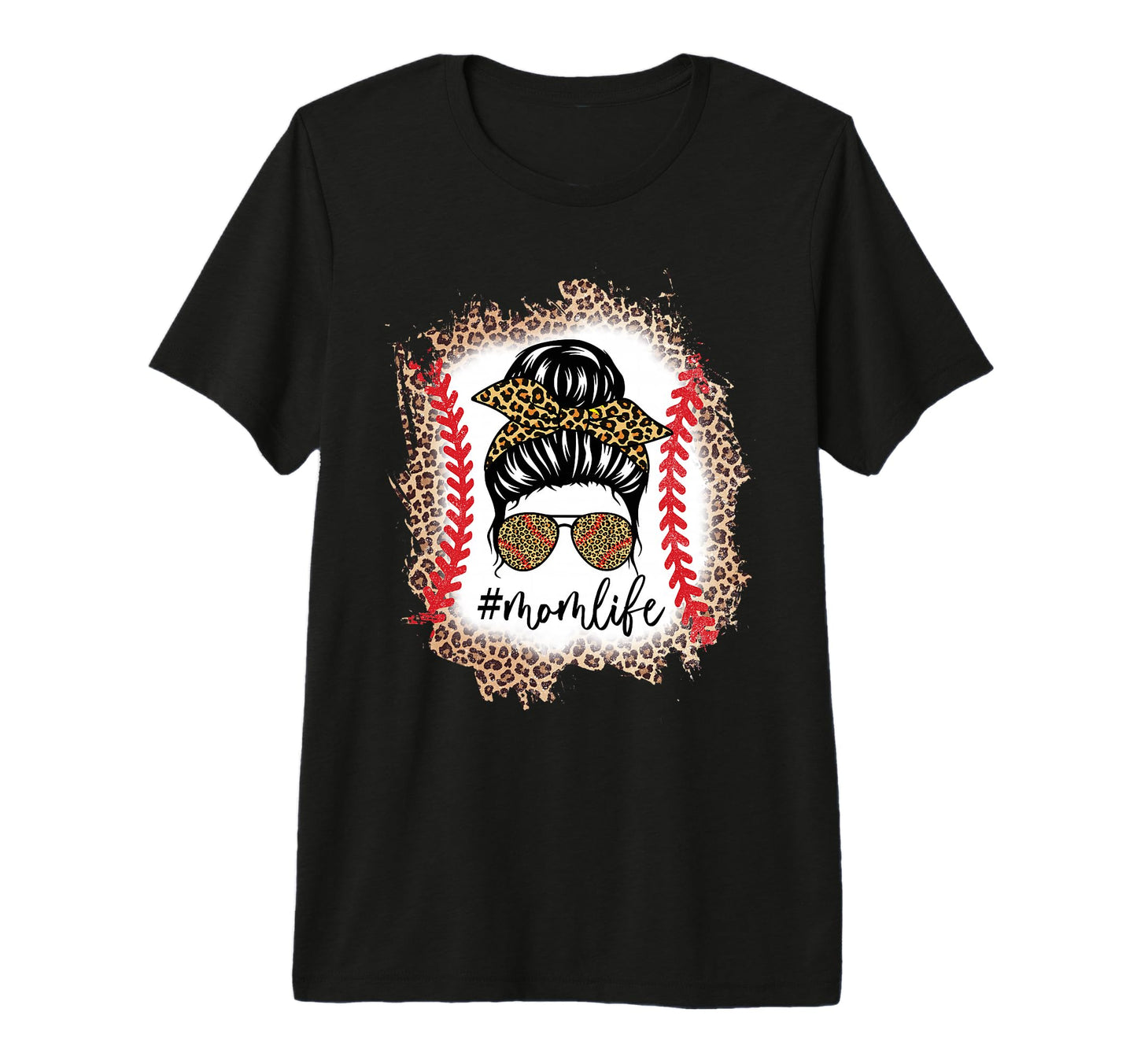 Mom Life Baseball Mom Messy Bun T-Shirt - Aesthetic Graphic Men Women - T-Shirt, Sweatshirt, Hoodie