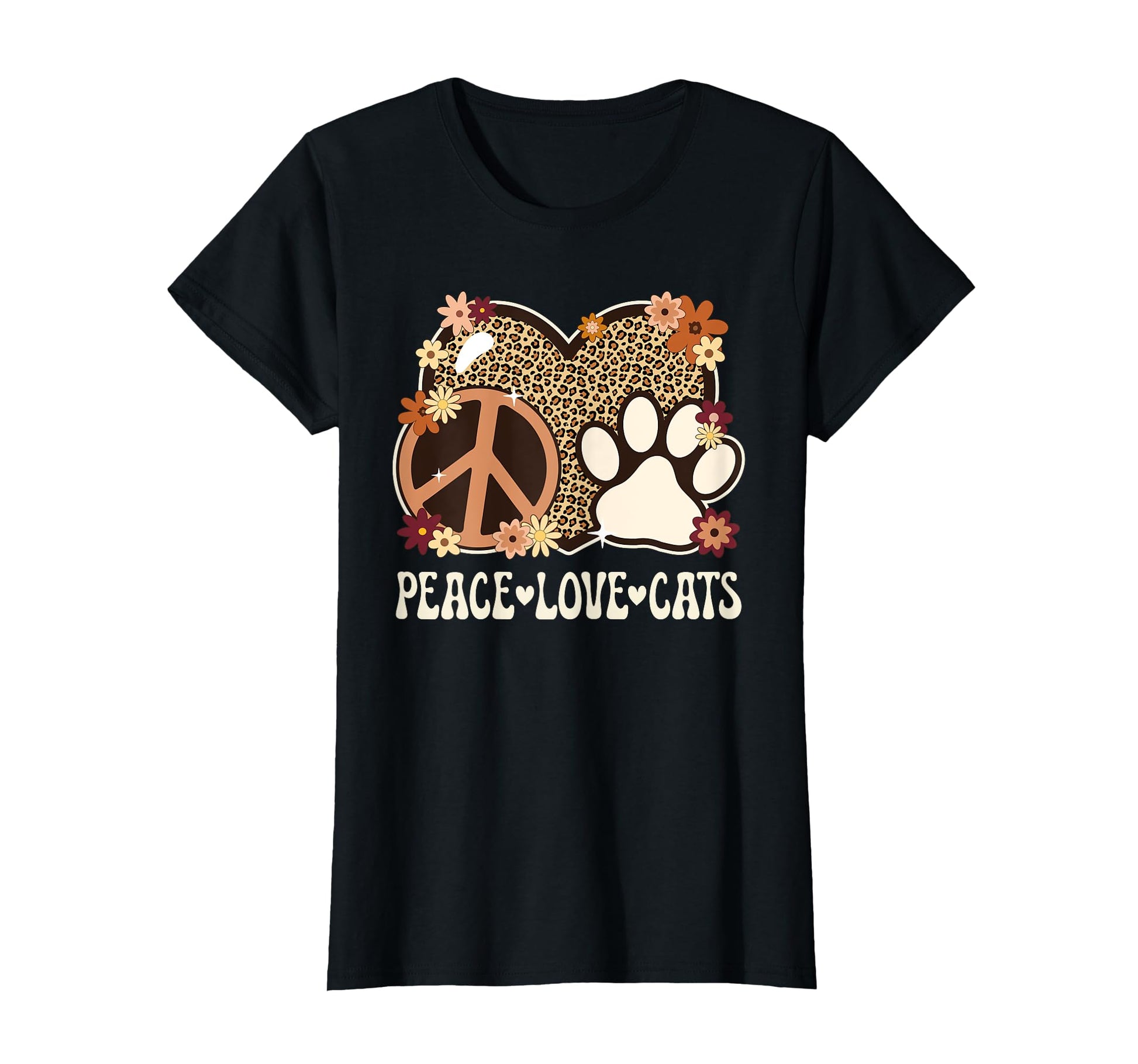 Peace Love Cats Leopard Cat Owner Cat T-Shirt - Novelty Apparel Unisex - T-Shirt, Sweatshirt, Hoodie