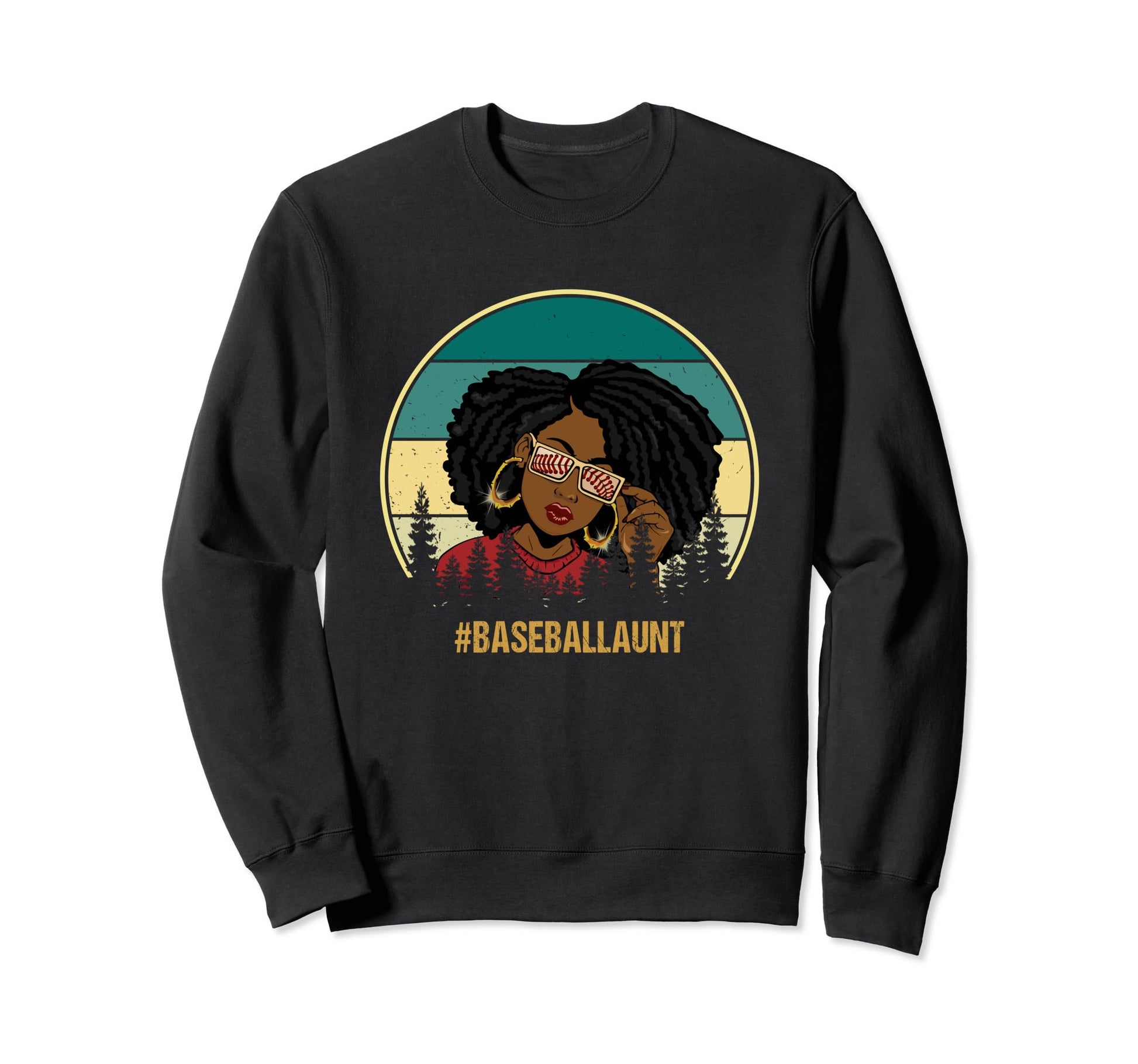 Black Baseball Aunt Baseball Aunt Sweatshirt - Novelty Apparel for Adults - T-Shirt, Sweatshirt, Hoodie