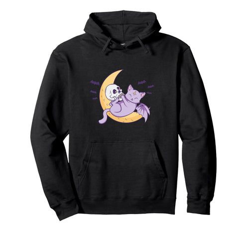Kawaii Pastel Gothic Kitten Moon Skull Hoodie - Streetwear Style Unisex - T-Shirt, Sweatshirt, Hoodie