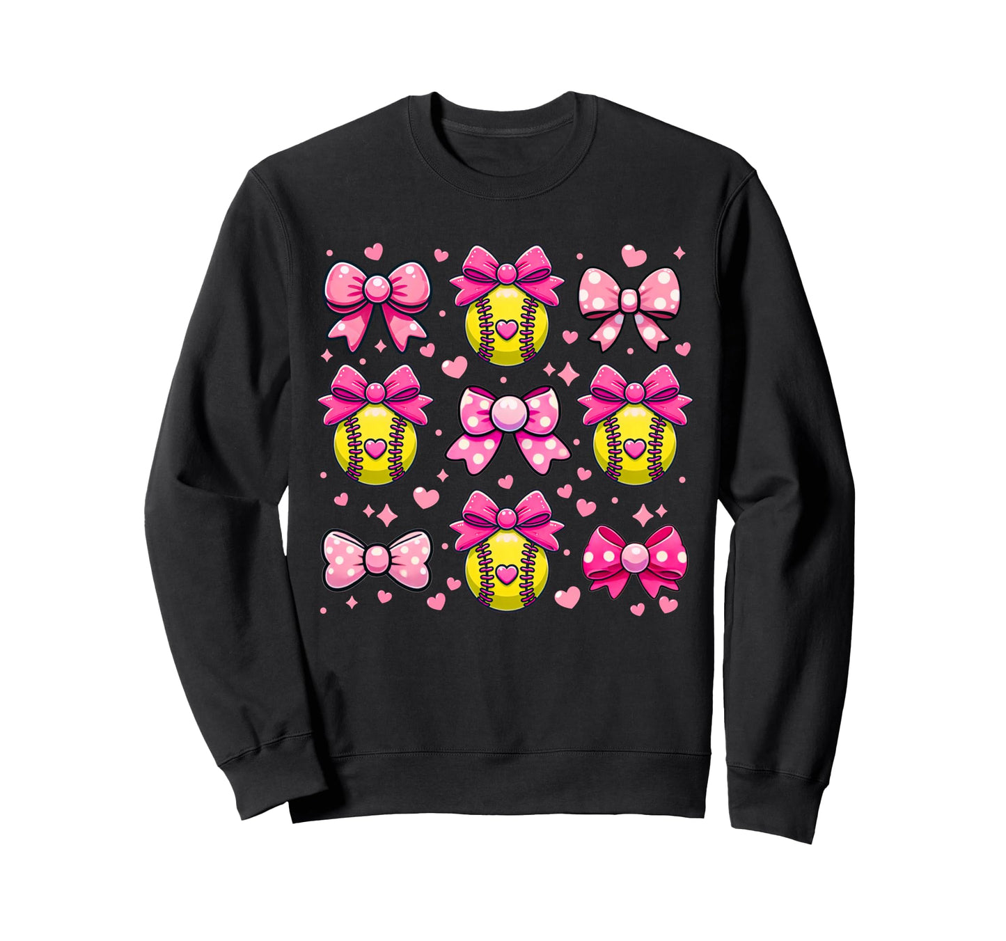 Softball Coquette Bow Softball Sweatshirt - Casual Everyday Wear Men Women - T-Shirt, Sweatshirt, Hoodie