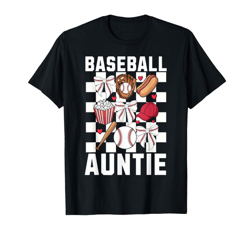 Baseball Aunt Coquette Bow Checkered T-Shirt - Novelty Apparel Unisex - T-Shirt, Sweatshirt, Hoodie