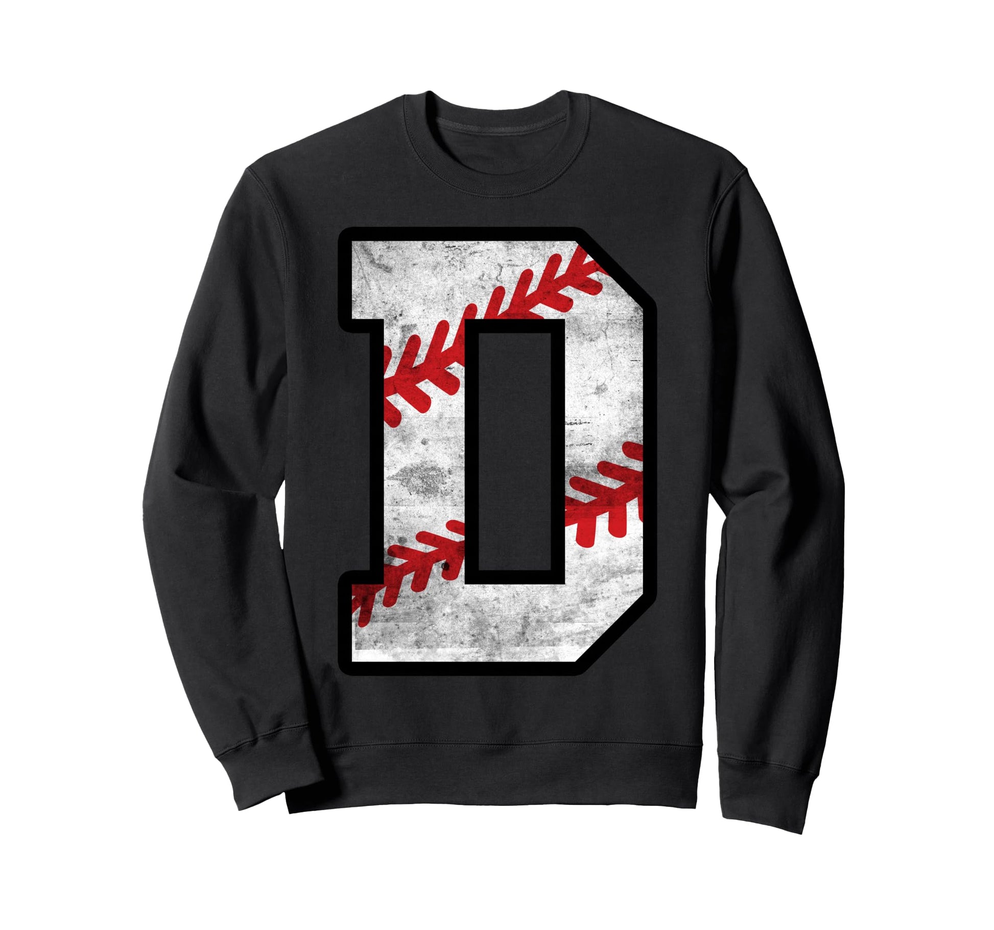 Distressed Baseball Letter D Sweatshirt - Trendy Graphic for Adults - T-Shirt, Sweatshirt, Hoodie
