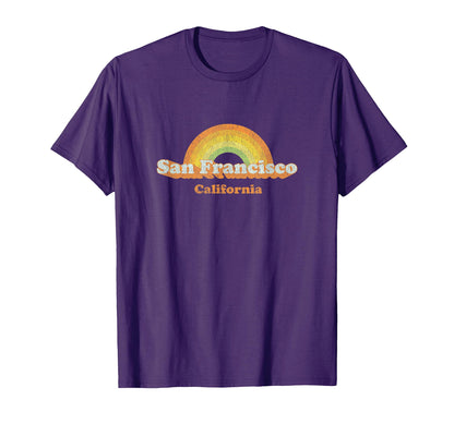 San Francisco Sf Ca 70S Rainbow T-Shirt - Streetwear Style Unisex - T-Shirt, Sweatshirt, Hoodie