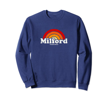Milford Connecticut Ct 70S Rainbow Sweatshirt - Graphic Print Men Women - T-Shirt, Sweatshirt, Hoodie