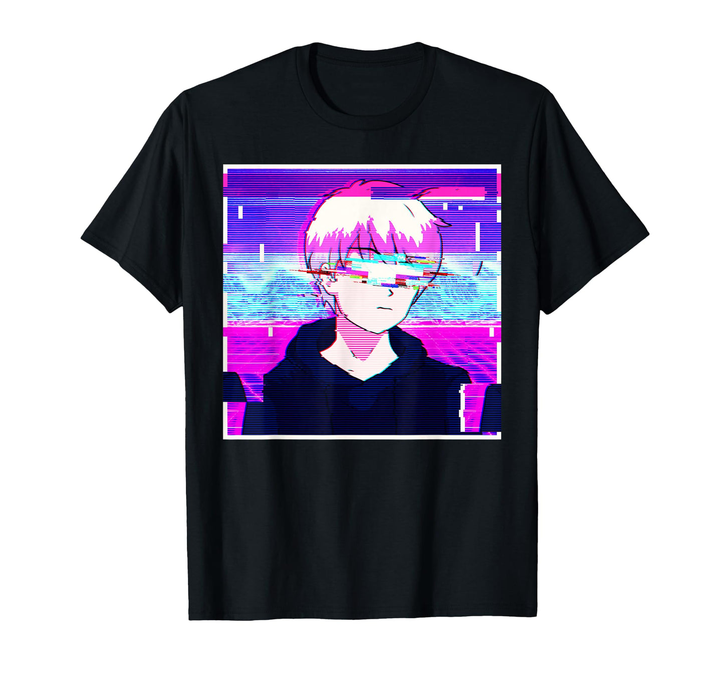 Emo Anime Vaporwave Aesthetic Glitch T-Shirt - Minimalist Print for Adults - T-Shirt, Sweatshirt, Hoodie