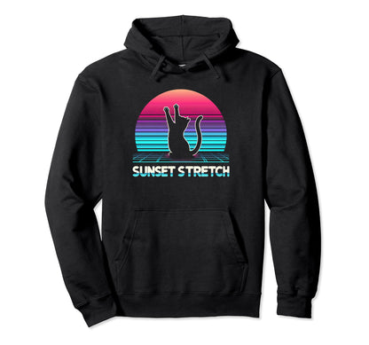 Cat Sunset Stretch Vaporwave Yoga Cats Hoodie - Trendy Graphic Men Women - T-Shirt, Sweatshirt, Hoodie
