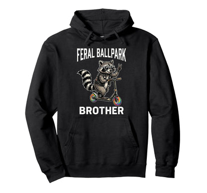 Feral Ballpark Brother Raccoon Scooter Hoodie - Aesthetic Graphic Unisex - T-Shirt, Sweatshirt, Hoodie