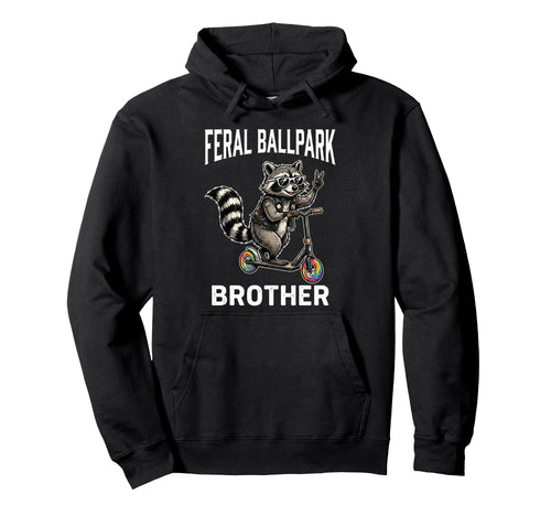 Feral Ballpark Brother Raccoon Scooter Hoodie - Aesthetic Graphic Unisex - T-Shirt, Sweatshirt, Hoodie