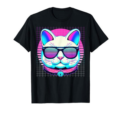 Maneki Neko Sunglasses Japanese Cat T-Shirt - Graphic Print Men Women - T-Shirt, Sweatshirt, Hoodie