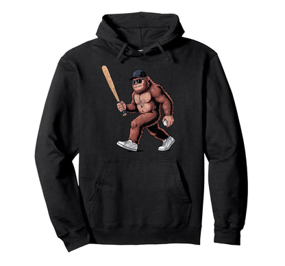Funny Baseball Player Coach Sasquatch Hoodie - Streetwear Style for Adults - T-Shirt, Sweatshirt, Hoodie