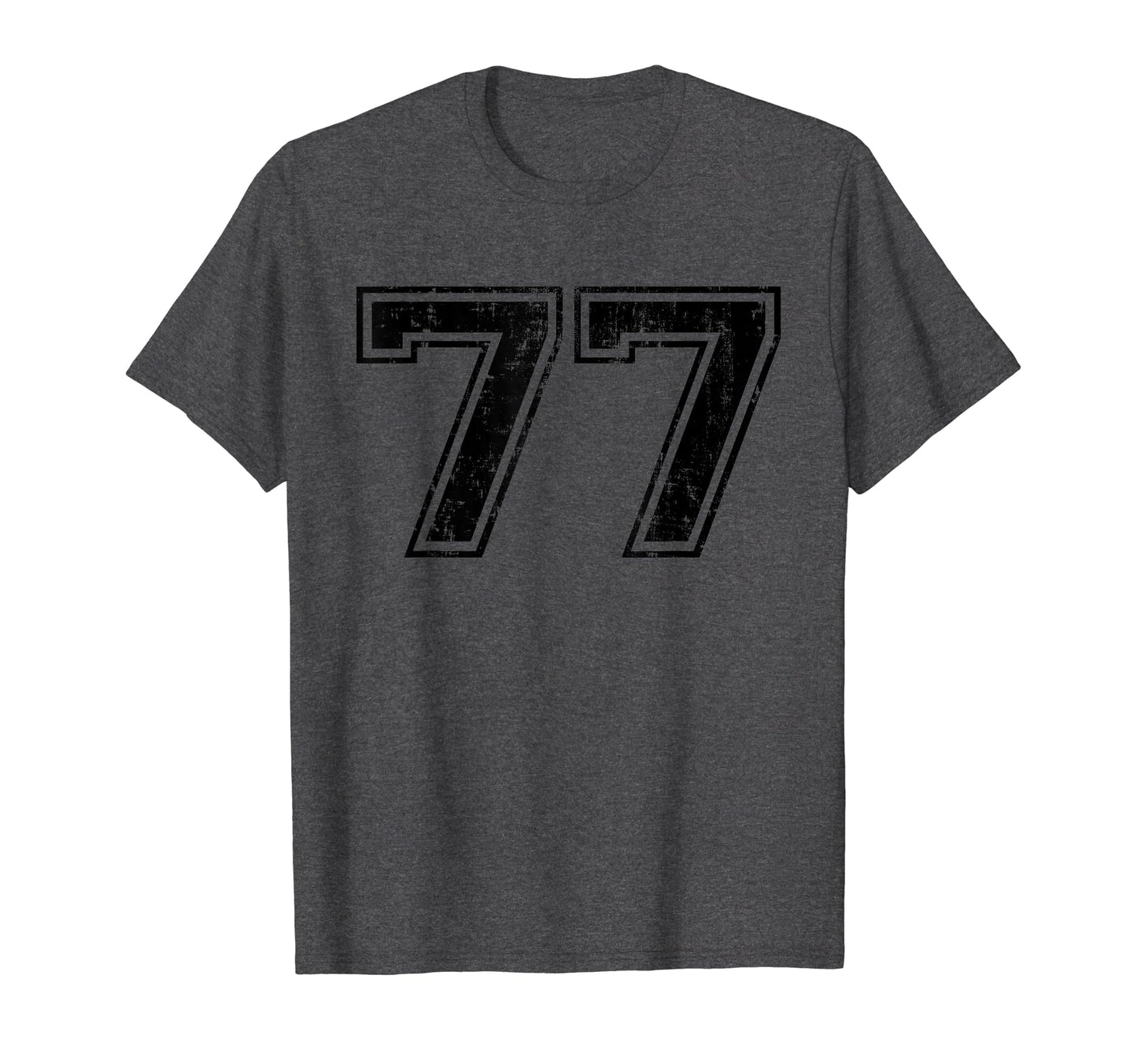 Number 77 Varsity Distressed Sport T-Shirt - Aesthetic Graphic for Adults - T-Shirt, Sweatshirt, Hoodie