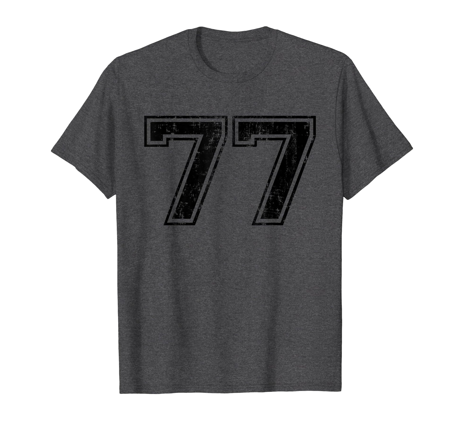 Number 77 Varsity Distressed Sport T-Shirt - Aesthetic Graphic for Adults - T-Shirt, Sweatshirt, Hoodie