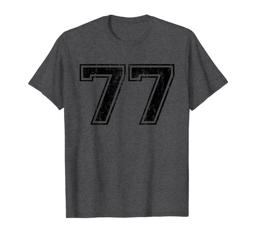 Number 77 Varsity Distressed Sport T-Shirt - Aesthetic Graphic for Adults - T-Shirt, Sweatshirt, Hoodie